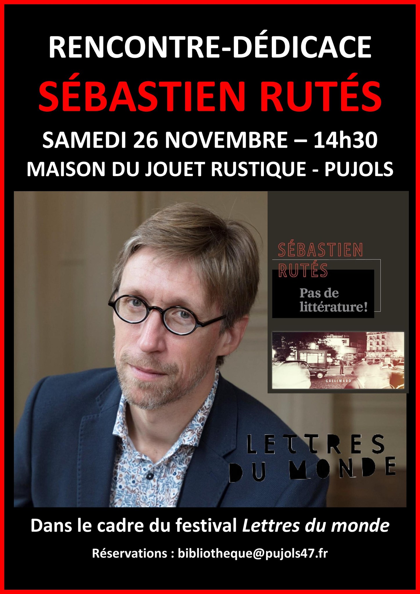 Festival Lettres du Monde : rencontre avec Sébastien Rutés à Pujols