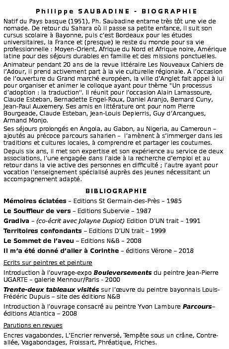 Saubadine - bio-bibliographie bis